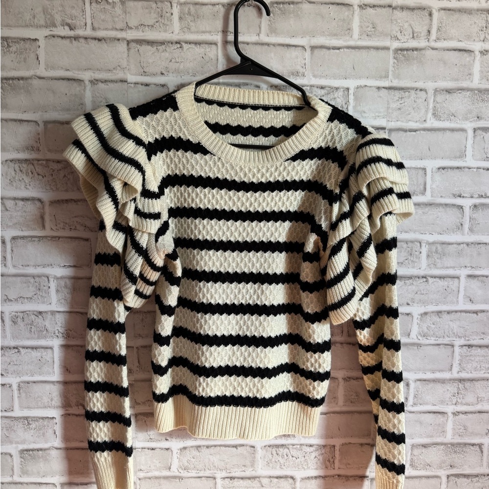 Striped Black and Cream Sweater
